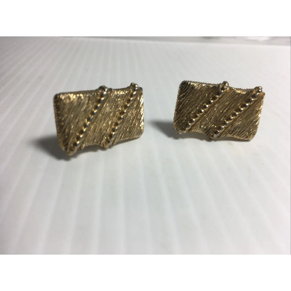 Mens Vintage Cufflinks Signed Swank Gold Rectangle